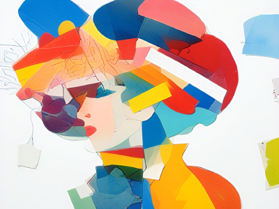 A professional abstract colorful graphic illustration of a person's profile representing the creative essence of modern design