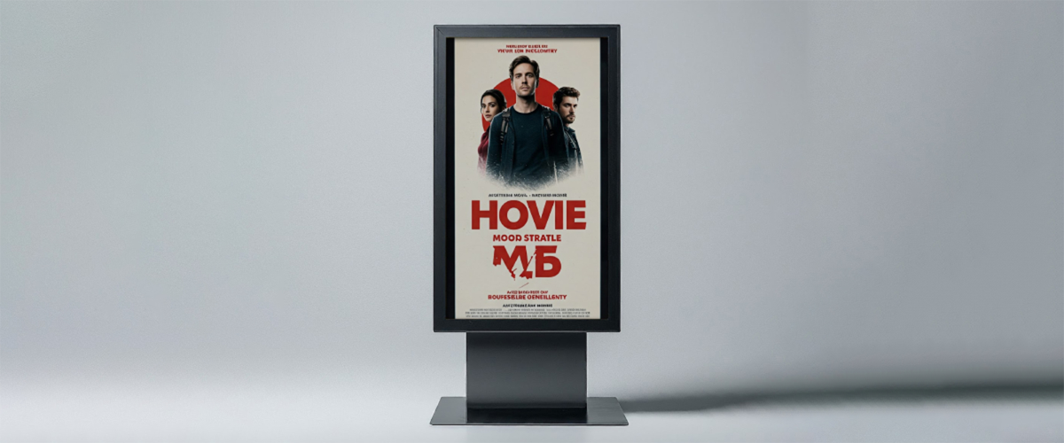 A sleek black digital standee mockup placed in a modern interior setting for free design downloads freebie