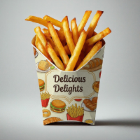 A professional free french fries box mockup featuring a customizable fast food paper packaging for restaurant branding