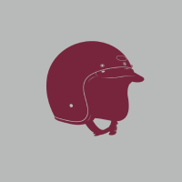 A professional maroon open-face motorcycle helmet brush design silhouette for biker branding and creative retail projects