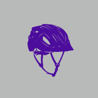 A professional purple bicycle helmet brush design featuring a protective gear illustration for cycling safety branding projects
