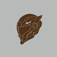 A professional brown helmet brush design featuring futuristic sci-fi armor elements for creative product packaging presentations