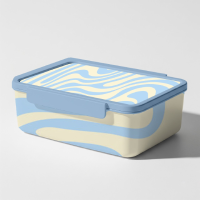 A professional ice cream box mockup featuring a vibrant blue summer treats pattern for creative branding