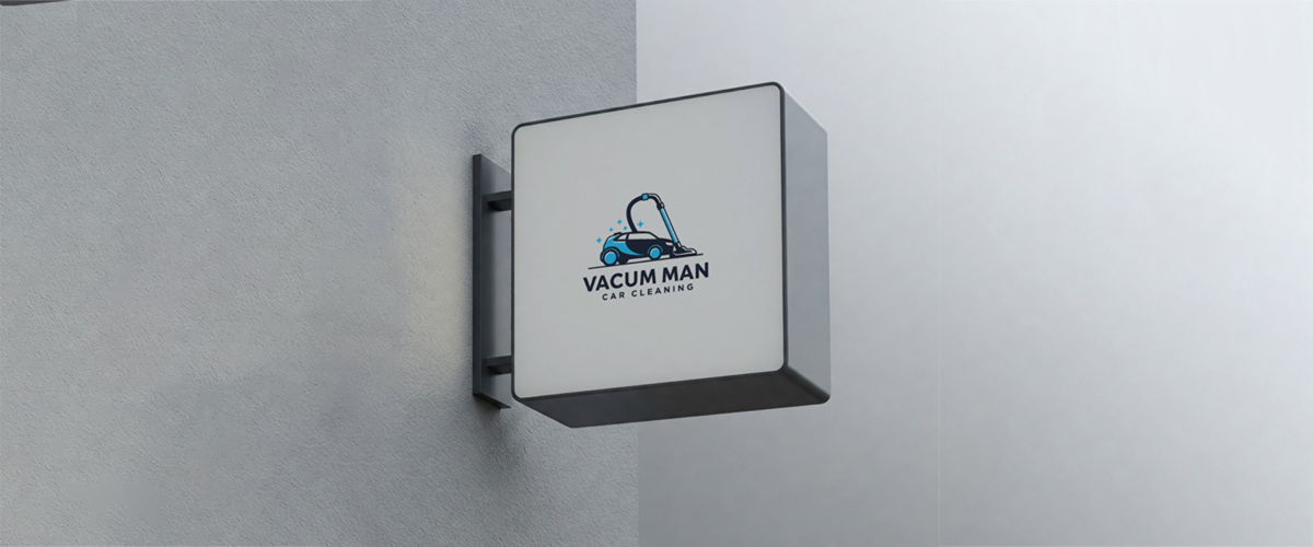 A square outdoor wall-mounted sign board mockup freebie