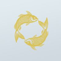 A professional gold Pisces zodiac sign illustration featuring two detailed fish for creative mystical branding and design