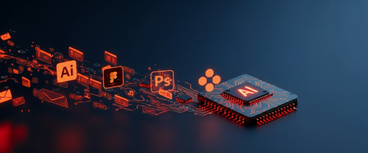 Graphic design and UI/UX software training workflow integrated with advanced AI-powered tools