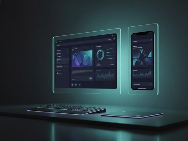 Cross-platform UI/UX design training showcasing responsive web and mobile application dashboards