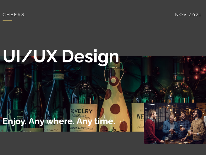A dark-themed website hero section for Cheers liquor e-commerce