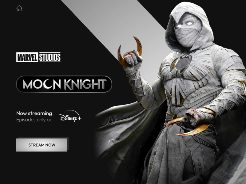 A UI/UX concept website design for the Marvel Studios Moon Knight series