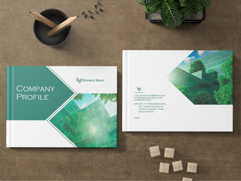 A landscape company profile brochure design for Bounce Back