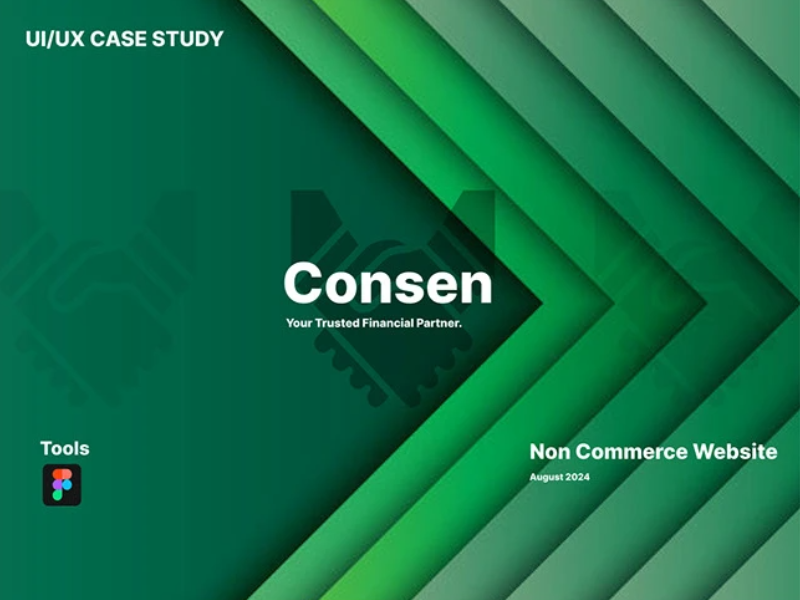 UI/UX case study cover for Consen a financial partner website