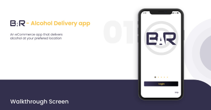 A professional UI UX case study showing a bar liquor home delivery eCommerce android mobile application design