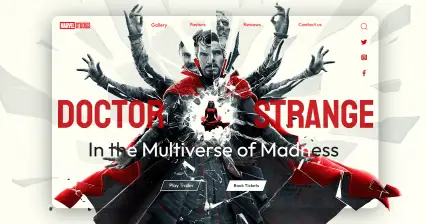 A professional UI UX case study showing a Doctor Strange in the Multiverse of Madness movie website