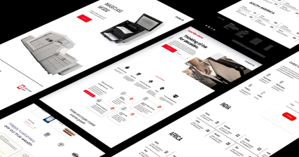 A professional UI UX case study showing an exclusive photocopier collection web design for Inscribe Clone
