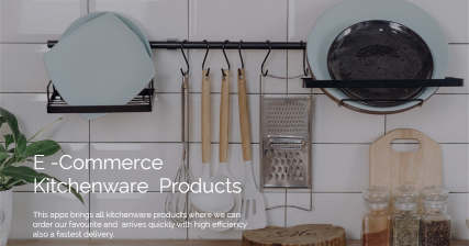 A professional UI UX case study showing a kitchenware and cookware products store e-commerce website design