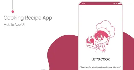 A professional UI UX case study showing a Let's Cook recipe mobile app design for Android devices