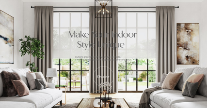 A professional UI UX case study showing a premium custom printed curtains e-commerce web design for Luxroom