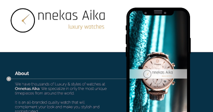 A professional UI UX case study showing a luxury watches e-commerce mobile app design for Onnekas Aika