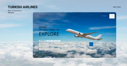 A professional UI UX case study showing a Turkish Airlines flight services web design for easy booking