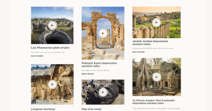 A professional UI UX case study showing an archaeological information and historical ancient ruins discovery website design