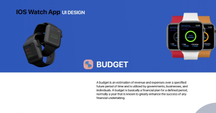 A professional UI UX case study showing a budget management and financial planning iOS smart watch application