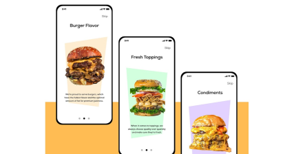 A professional UI UX case study showing a burger customization and fast food ordering iOS mobile application