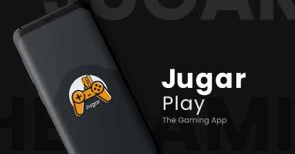 A professional UI UX case study showing a dark mode gaming mobile app design named Jugar Play