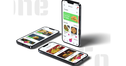A professional UI UX case study showing an online food ordering and delivery android mobile application design