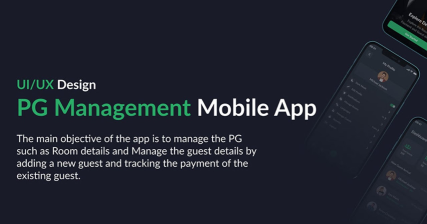 A professional UI UX case study showing a PG management mobile app design for room guest tracking