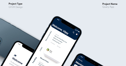A professional UI UX case study showing a student-mentor guidance platform mobile app design for Query Android