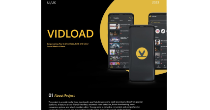 A professional UI UX case study showing a social media video downloader and editor android mobile application
