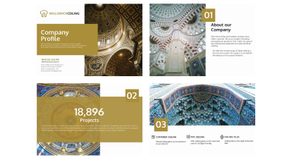 A professional UI UX case study showing a ceiling brand identity and web design for Willowick store