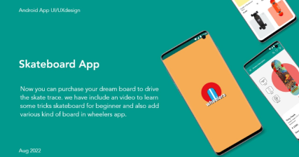 A professional UI UX case study showing a premium skateboard store mobile app design for Wheelers Android